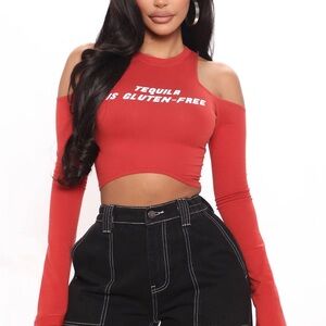 Fashion Nova Tequila Is Gluten Free Top - Brick Red